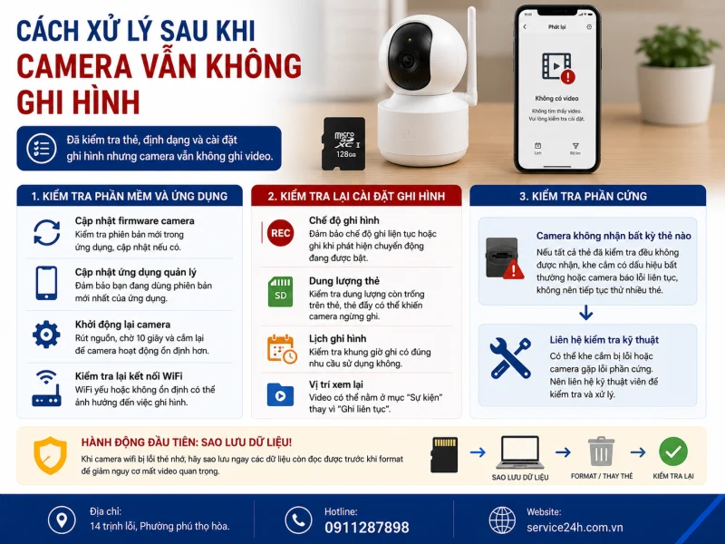 Cách xử lý sau khi camera vẫn không ghi hình