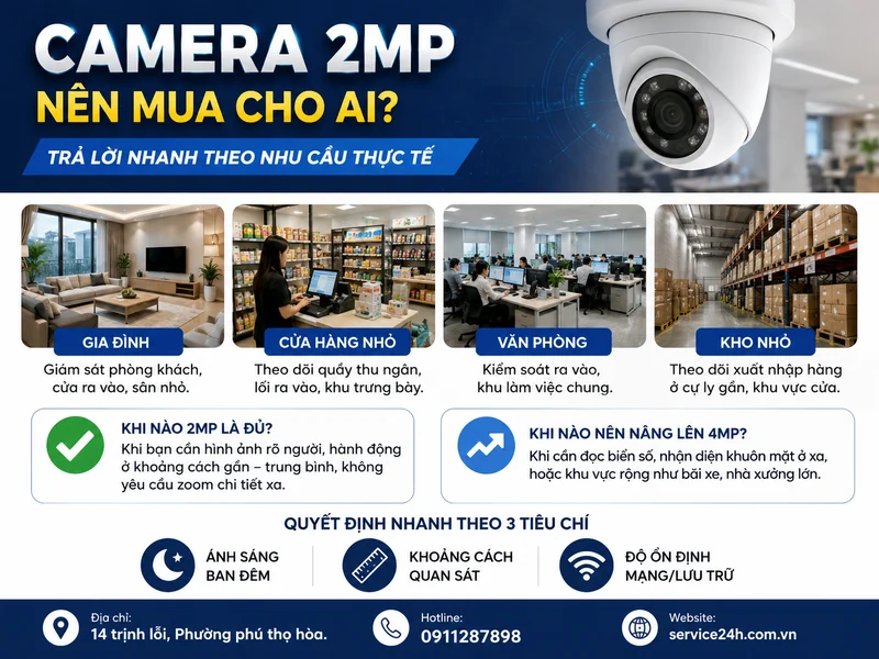 Camera 2MP nên mua cho ai? Trả lời nhanh theo nhu cầu thực tế