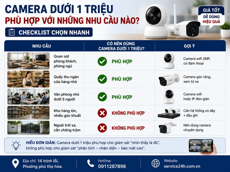 Camera dưới 1 triệu phù hợp với những nhu cầu nào? (Checklist chọn nhanh)