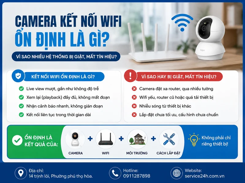 Camera kết nối wifi ổn định là gì? Vì sao nhiều hệ thống bị giật, mất tín hiệu?