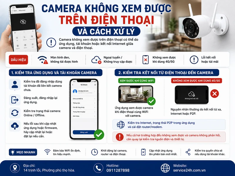 Camera không xem được trên điện thoại và cách xử lý