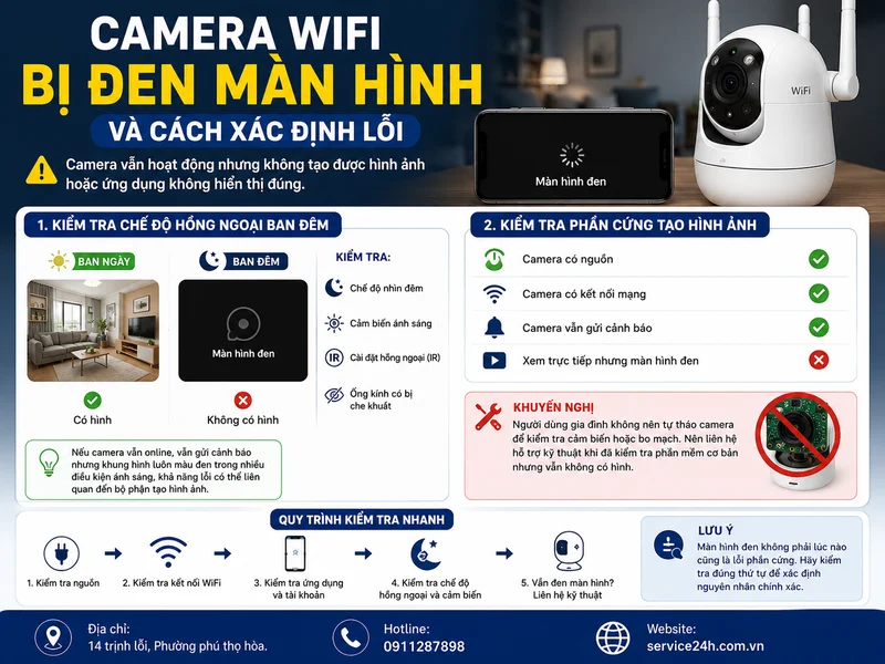 Camera WiFi bị đen màn hình và cách xác định lỗi