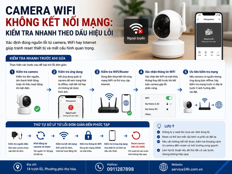Camera wifi không kết nối mạng: kiểm tra nhanh theo dấu hiệu lỗi