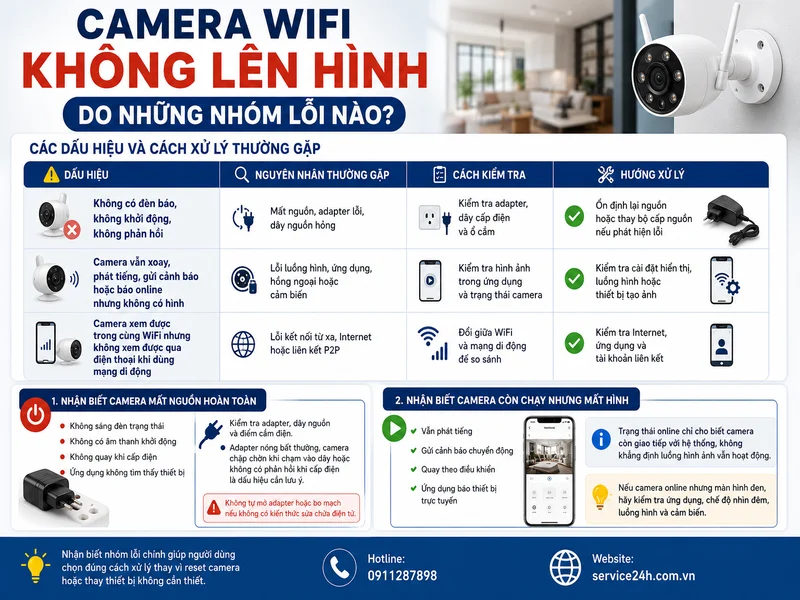 Camera WiFi không lên hình do những nhóm lỗi nào
