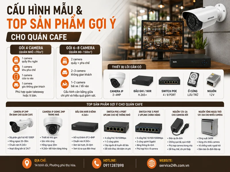 Cấu hình mẫu & Top sản phẩm gợi ý cho quán cafe