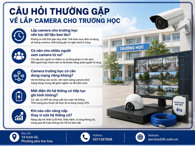 Câu hỏi thường gặp về lắp camera cho trường học