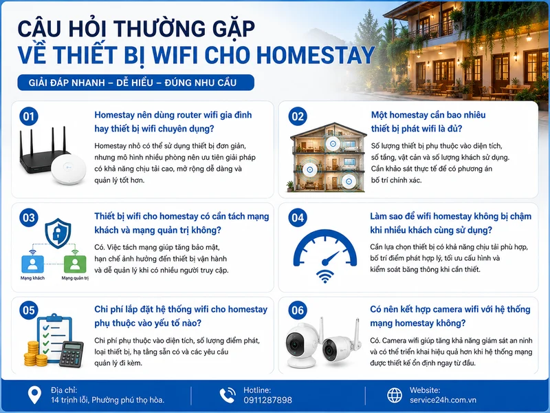 Câu hỏi thường gặp về thiết bị wifi cho homestay