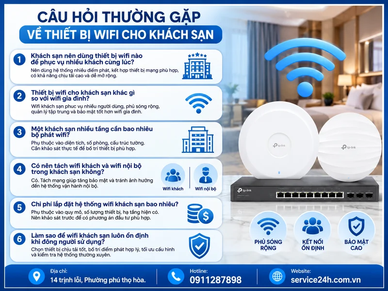 Câu hỏi thường gặp về thiết bị wifi cho khách sạn