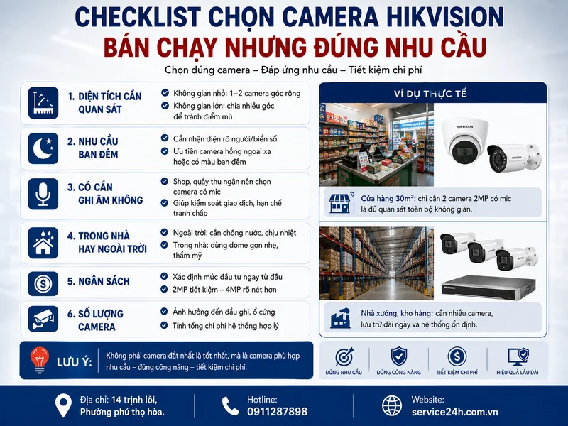 Checklist chọn camera Hikvision bán chạy nhưng đúng nhu cầu