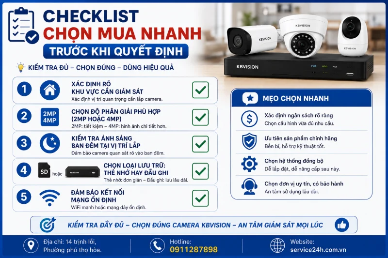 Checklist chọn mua nhanh trước khi quyết định