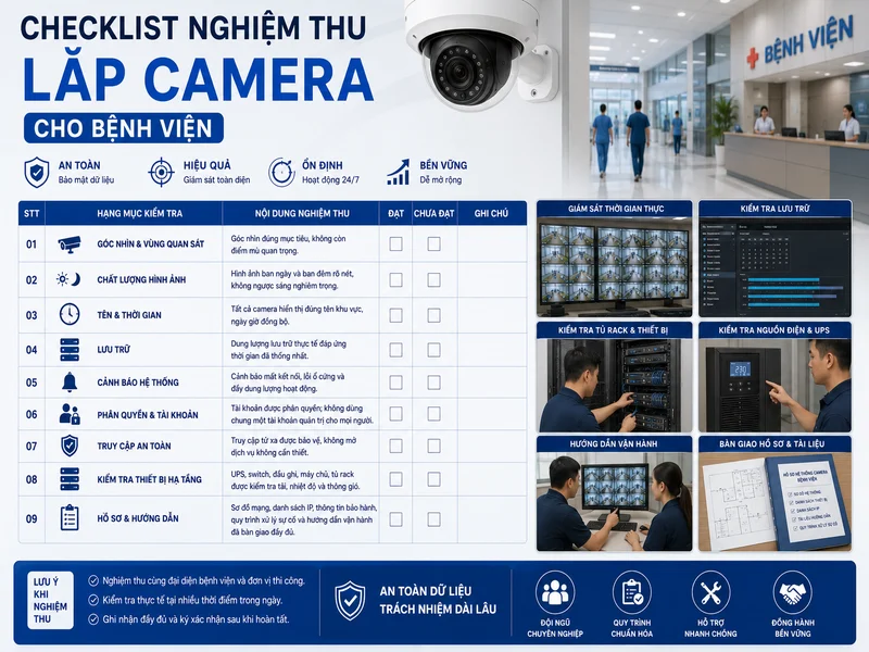 Checklist nghiệm thu lắp camera cho bệnh viện