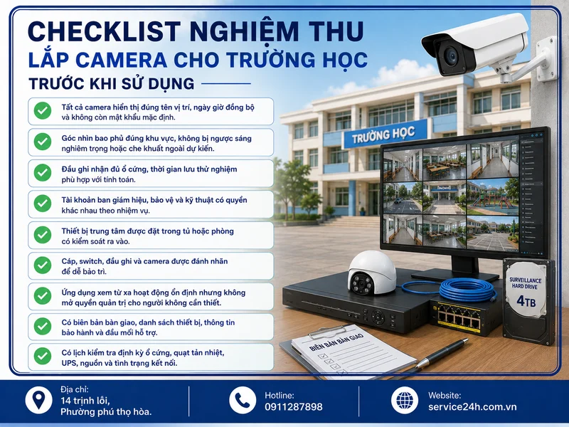 Checklist nghiệm thu lắp camera cho trường học trước khi sử dụng