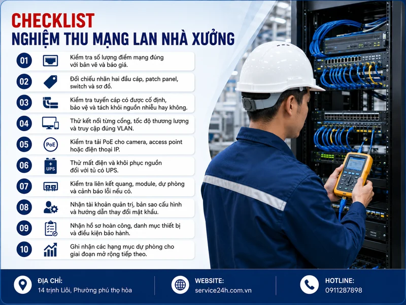 Checklist nghiệm thu mạng LAN nhà xưởng