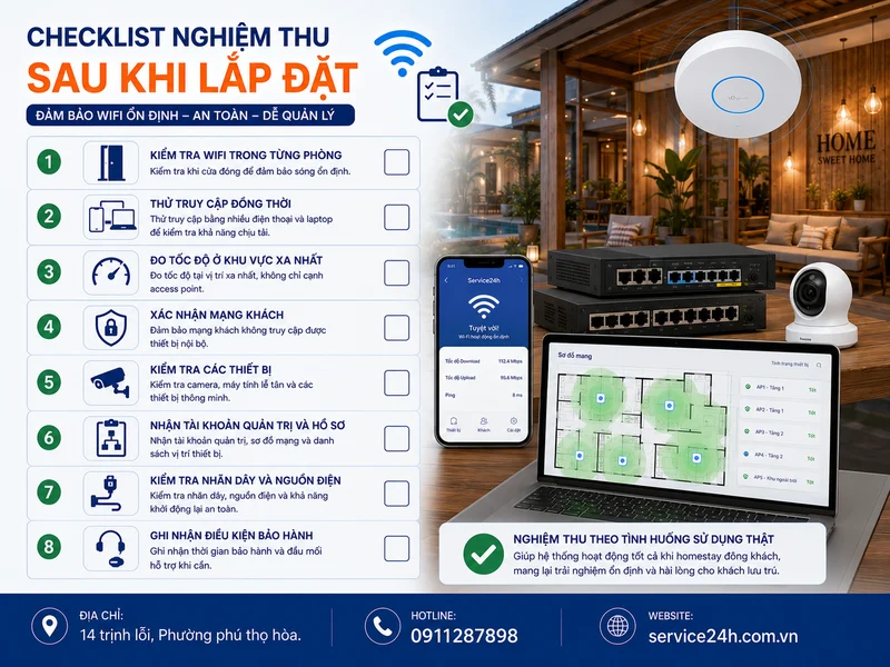 Checklist nghiệm thu sau khi lắp đặt
