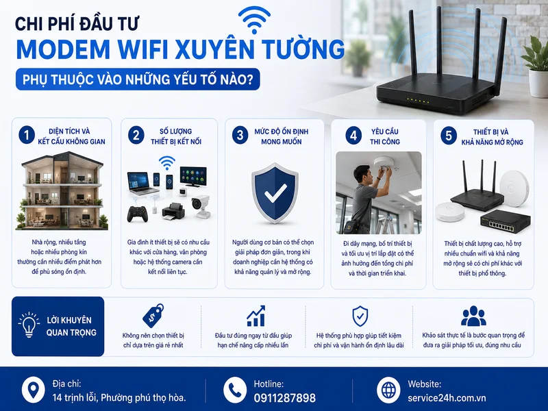 Chi phí đầu tư modem wifi xuyên tường phụ thuộc vào những yếu tố nào?