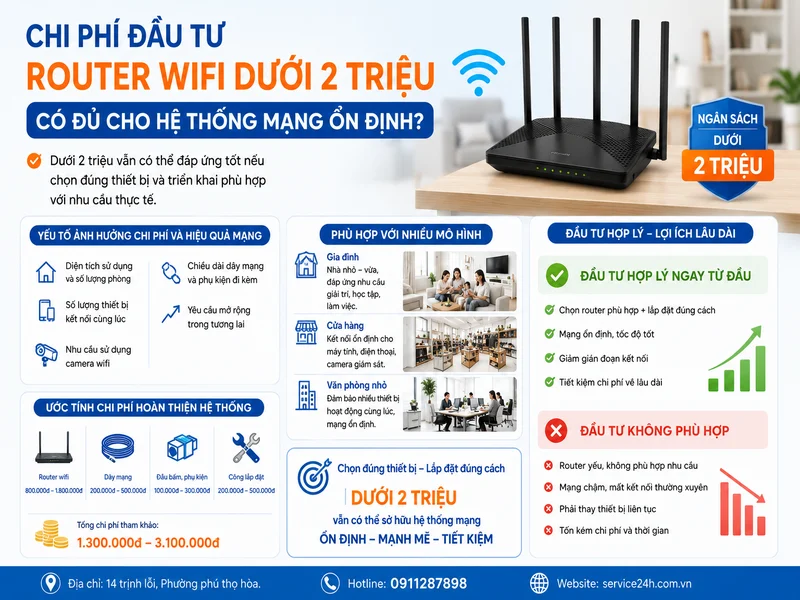 Chi phí đầu tư router wifi dưới 2 triệu có đủ cho hệ thống mạng ổn định?