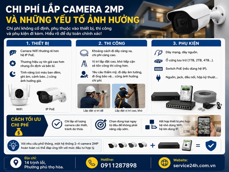 Chi phí lắp camera 2MP và những yếu tố ảnh hưởng