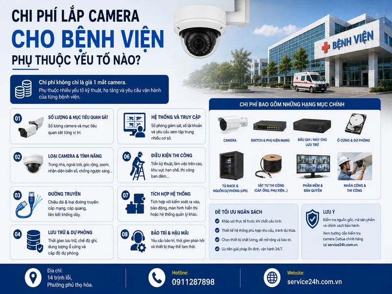 Chi phí lắp camera cho bệnh viện phụ thuộc yếu tố nào?