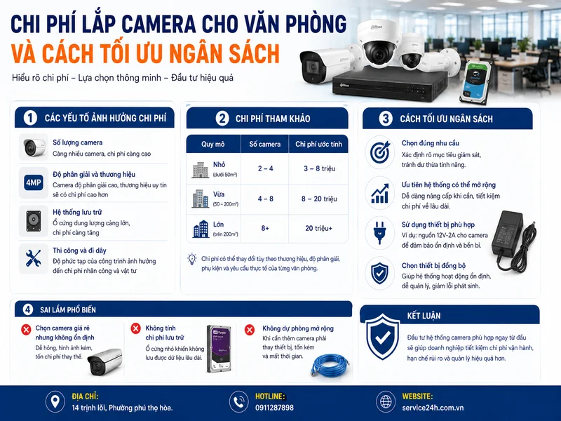 Chi phí lắp camera cho văn phòng và cách tối ưu ngân sách