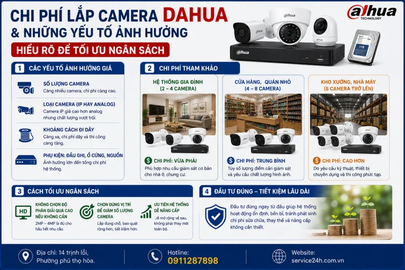 Chi phí lắp camera Dahua & những yếu tố ảnh hưởng