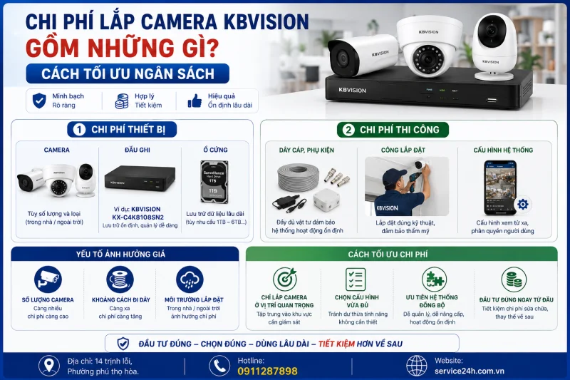 Chi phí lắp camera KBVision gồm những gì? Cách tối ưu ngân sách
