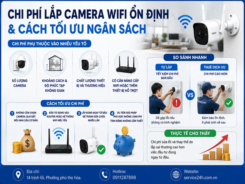 Chi phí lắp camera wifi ổn định & cách tối ưu ngân sách