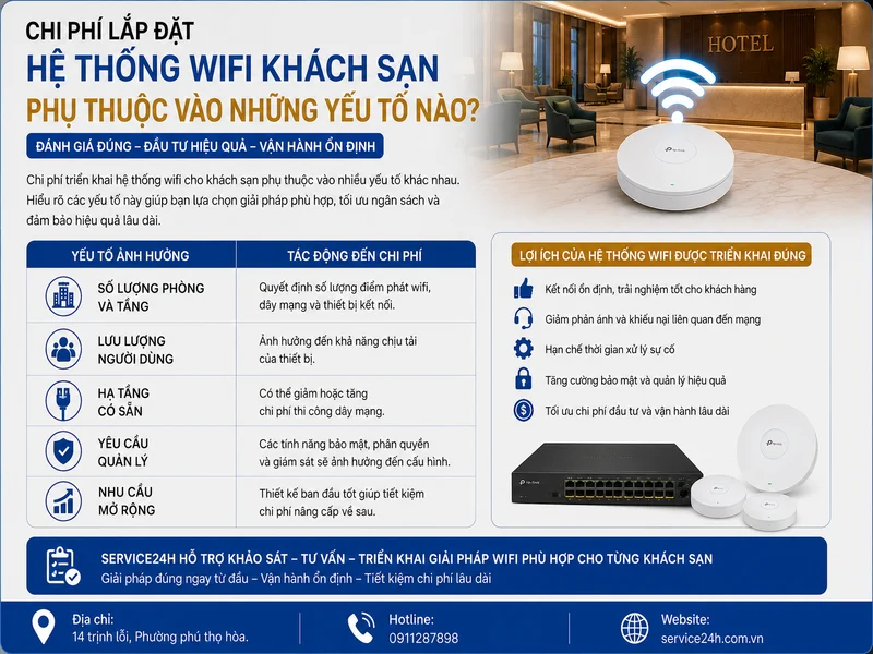 Chi phí lắp đặt hệ thống wifi khách sạn phụ thuộc vào những yếu tố nào?