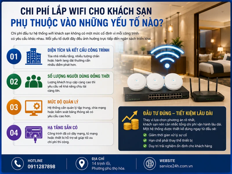 Chi phí lắp wifi cho khách sạn phụ thuộc vào những yếu tố nào?