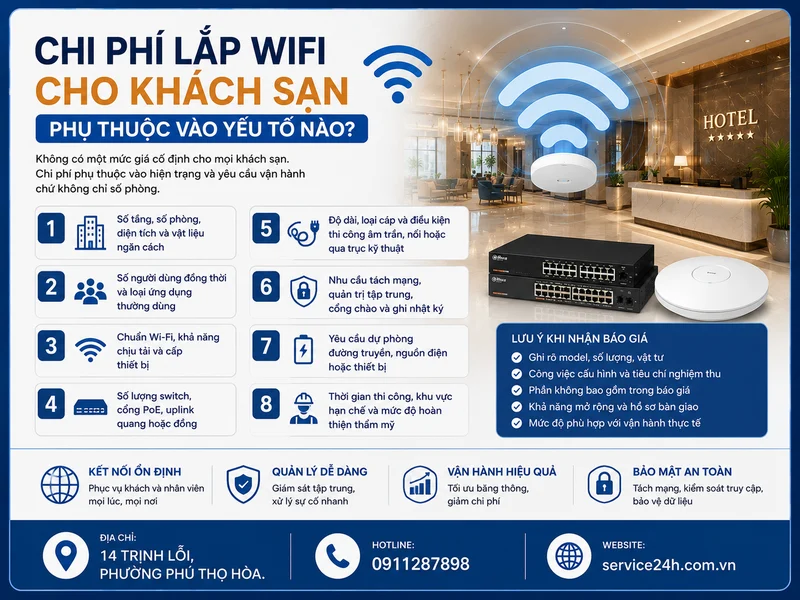 Chi phí lắp wifi cho khách sạn phụ thuộc vào yếu tố nào?