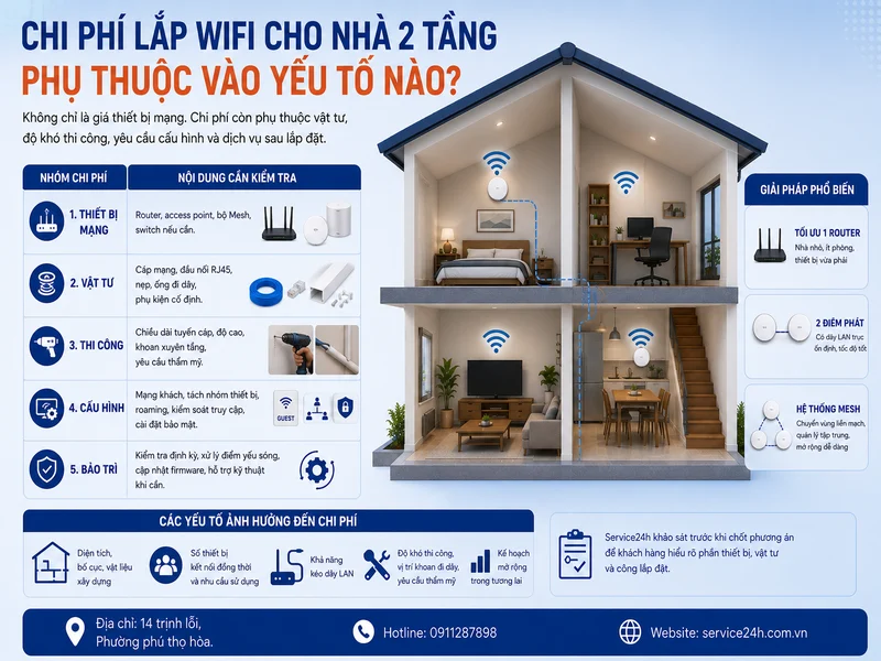 Chi phí lắp wifi cho nhà 2 tầng phụ thuộc vào yếu tố nào?