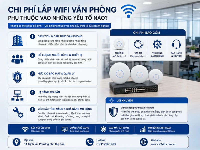 Chi phí lắp wifi văn phòng phụ thuộc vào những yếu tố nào?