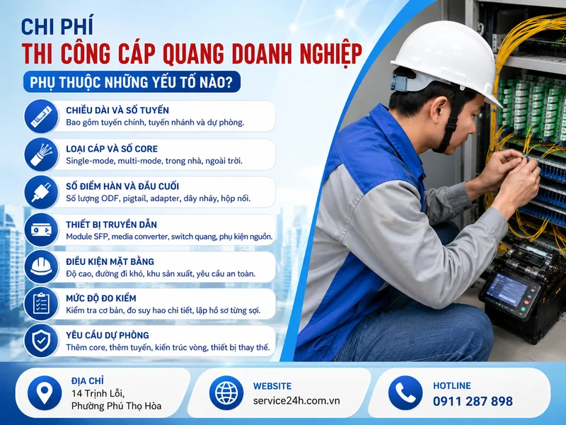 Chi phí thi công cáp quang doanh nghiệp phụ thuộc những yếu tố nào?