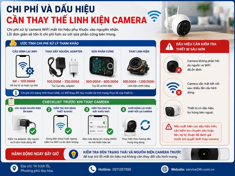 Chi phí và dấu hiệu cần thay thế linh kiện camera
