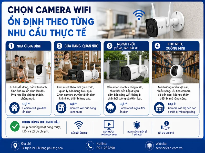 Chọn camera wifi ổn định theo từng nhu cầu thực tế