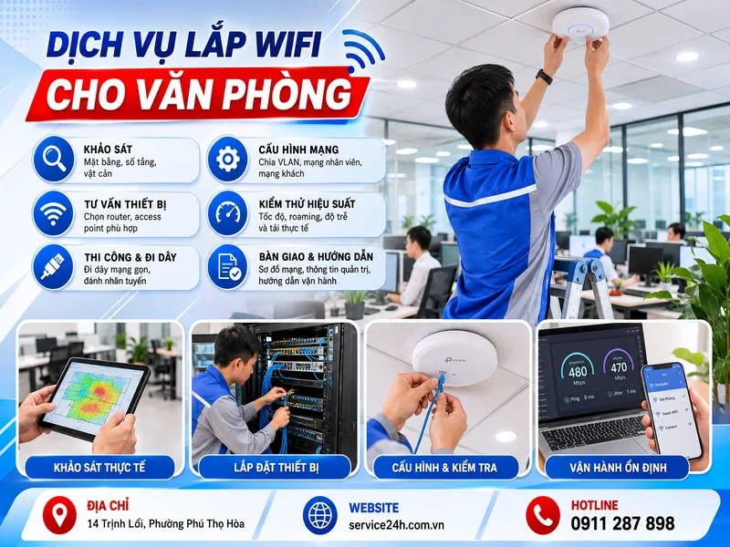 Dịch vụ lắp wifi cho văn phòng gồm những hạng mục nào?