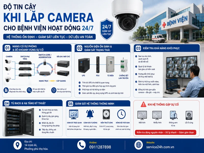 Độ tin cậy khi lắp camera cho bệnh viện hoạt động 24/7