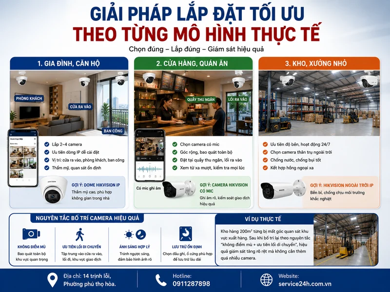 Giải pháp lắp đặt tối ưu theo từng mô hình thực tế