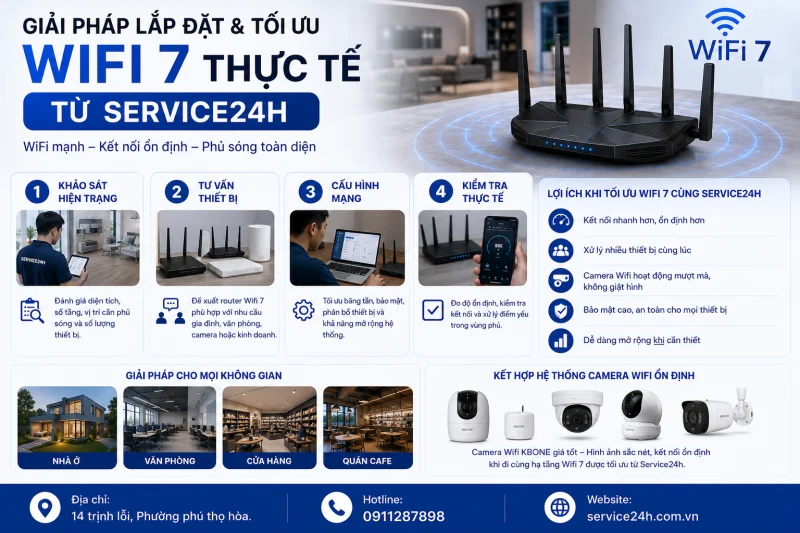 Giải pháp lắp đặt và tối ưu Wifi 7 thực tế từ Service24h