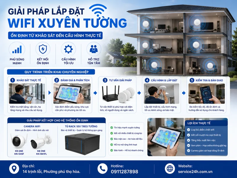 Giải pháp lắp đặt wifi xuyên tường ổn định từ khảo sát đến cấu hình thực tế