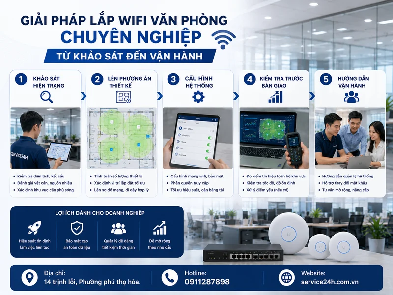 Giải pháp lắp wifi văn phòng chuyên nghiệp từ khảo sát đến vận hành
