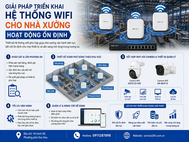 Giải pháp triển khai hệ thống wifi cho nhà xưởng hoạt động ổn định
