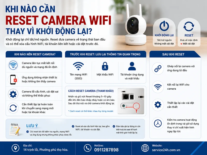 Khi nào cần reset camera wifi thay vì khởi động lại