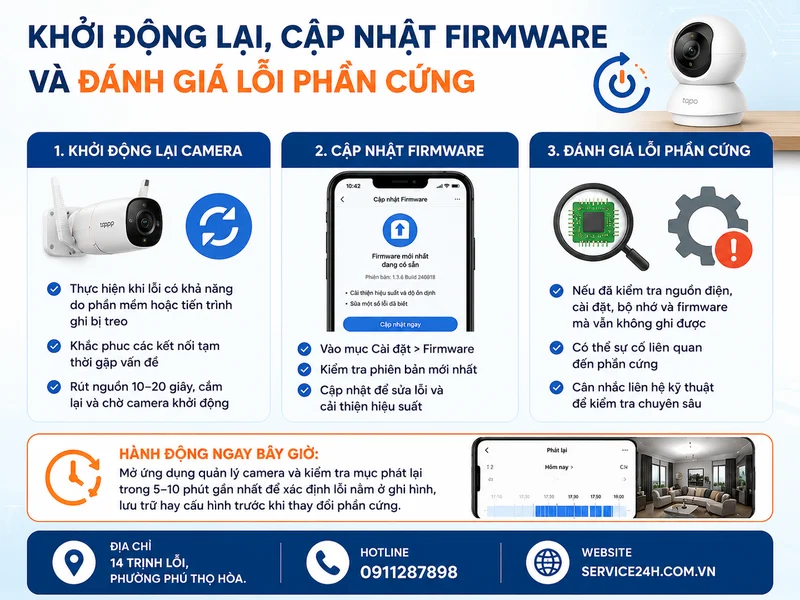 Khởi động lại, cập nhật firmware và đánh giá lỗi phần cứng