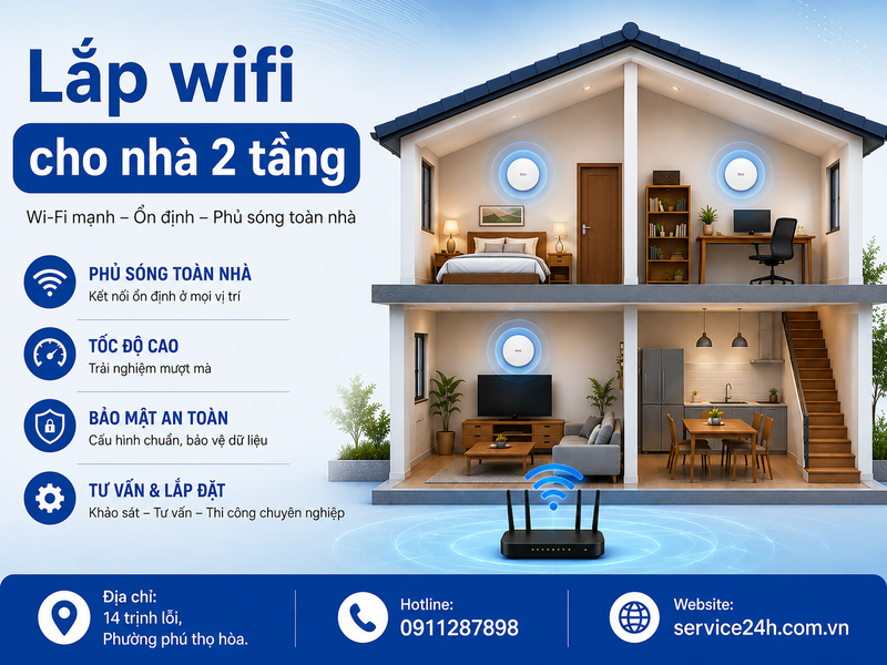 Lắp wifi cho nhà 2 tầng