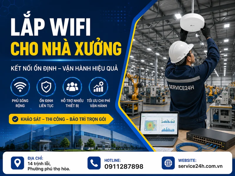 Lắp wifi cho nhà xưởng: Checklist 7 bước từ khảo sát đến nghiệm thu