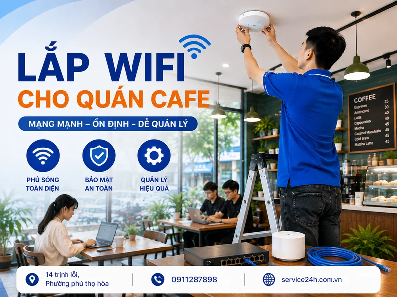 Lắp wifi cho quán cafe ổn định, phủ sóng đều và dễ quản lý