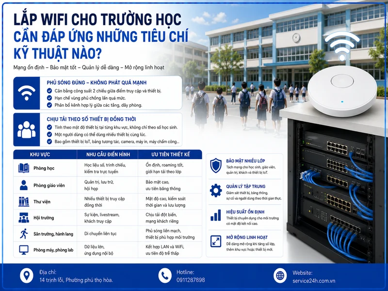 Lắp wifi cho trường học cần đáp ứng những tiêu chí kỹ thuật nào?