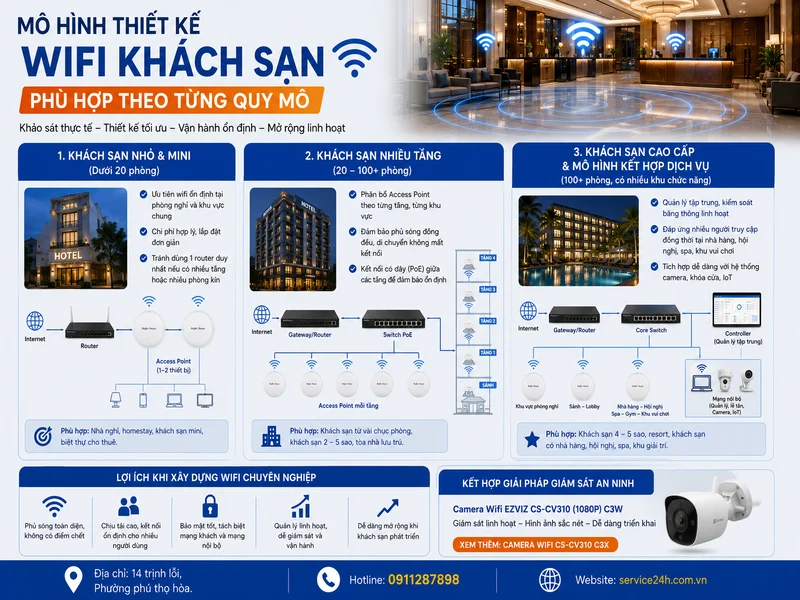 Mô hình thiết kế wifi khách sạn phù hợp theo từng quy mô