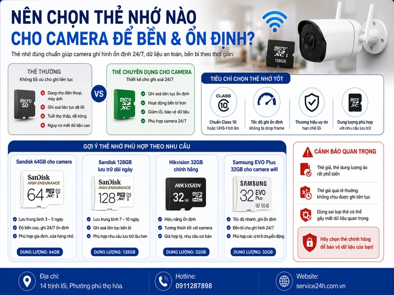 Nên chọn thẻ nhớ nào cho camera để bền và ổn định?