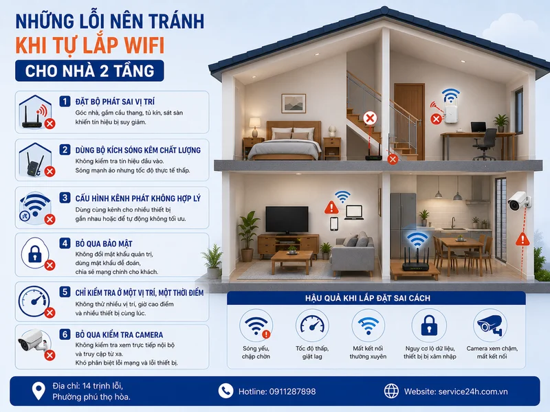 Những lỗi nên tránh khi tự lắp wifi cho nhà 2 tầng